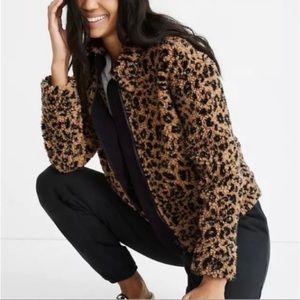 Madewell Crop Cheetah Print Sherpa Jacket
